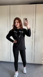 Babyboo Çift Kurdele Siyah Uzun Kol