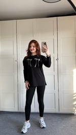 Babyboo Çift Kurdele Siyah Uzun Kol