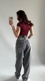 Baggy Bel Tokalı Eskitme Pantolon