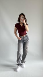 Baggy Bel Tokalı Eskitme Pantolon