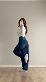 Baggy Bel Tokalı Pantolon Koyu Mavi