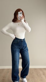 Baggy Bel Tokalı Pantolon Koyu Mavi