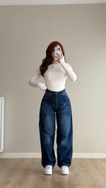 Baggy Bel Tokalı Pantolon Koyu Mavi