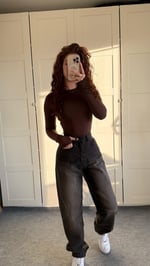 Baggy Eski Kahve Bel Tokalı Pantolon