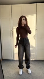 Baggy Eski Kahve Bel Tokalı Pantolon