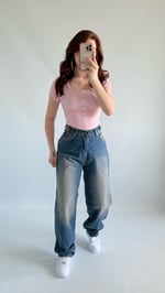 Baggy Mavimsi Çift Kemer Pantolon