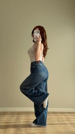 Baggy Ön Arka Taşlı Pantolon Mavi