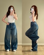 Baggy Ön Arka Taşlı Pantolon Mavi