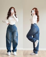 Baggy Viral Bel Tokalı Jean Lacivert
