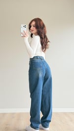 Baggy Viral Bel Tokalı Jean Lacivert