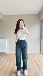 Baggy Viral Bel Tokalı Jean Lacivert