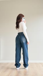 Baggy Viral Bel Tokalı Jean Lacivert