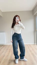 Baggy Viral Bel Tokalı Jean Lacivert