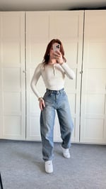 Baggy Viral Jeans Çift Kemer Eskitme