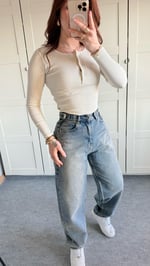 Baggy Viral Jeans Çift Kemer Eskitme