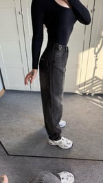 Baggy Viral Jeans Çift Kemer Füme