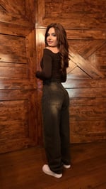 Baggy Viral Jeans Çift Kemer Kahve