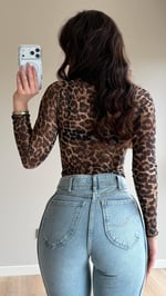 Balıkçı Yaka Transparan Bluz Leopar