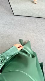 Balon Kol Saten Uzun Kol Elbise Zümrüt Yeşil