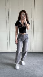 Barrel Bol Kesim Baggy Jean Açık Gri