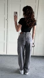Barrel Bol Kesim Baggy Jean Açık Gri