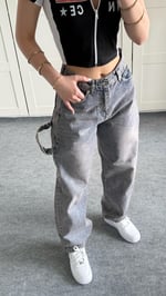 Barrel Bol Kesim Baggy Jean Açık Gri