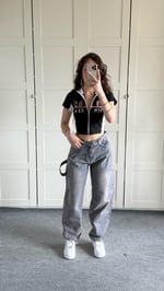 Barrel Bol Kesim Baggy Jean Açık Gri