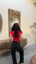 Basıc Kısa Kol Bodysuit Kırmızı