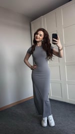 Basıc Kısa Kol Gri Elbise