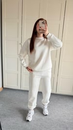 Basıc Sweat Eşofman Takımı Beyaz