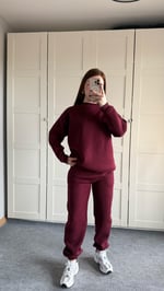 Basıc Sweat Eşofman Takımı Bordo