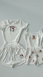Bear Askılı Şort Takım Beyaz
