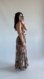 Bel Bağlamalı Çok Renkli Zebra Elbise 