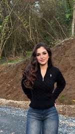 Belden Oturmalı Fermuarlı Polo Kazak Siyah