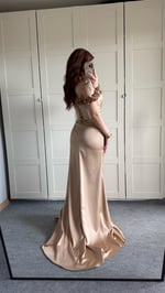 Bellamy Bej Çiçekli Balık Abiye 