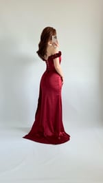 Bellamy Bordo Çiçekli Balık Abiye 