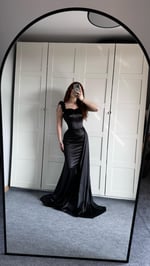 Bellamy Siyah Çiçekli Balık Abiye