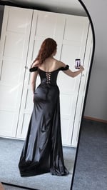 Bellamy Siyah Çiçekli Balık Abiye