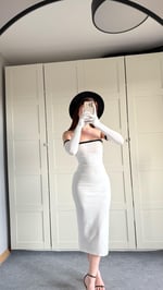 Belle Femme Beyaz Eldivenli Elbise