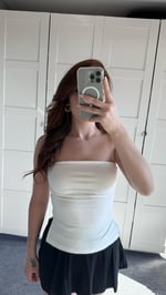 Bersh Straplez Yırtmaçlı Beyaz Bluz