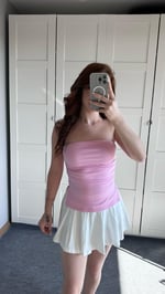 Bersh Straplez Yırtmaçlı Pembe Bluz