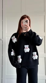 Beyaz Minik Teddy Siyah Triko Takım 