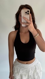 Boyun Geçirmeli Crop Sandy Siyah