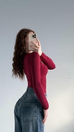 Burgu Dekolte Bluz Bordo