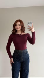Burgulu Modal Uzun Kol Bluz Bordo