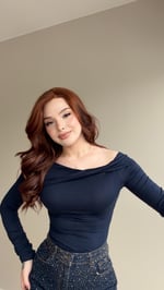 Burgulu Modal Uzun Kol Bluz Lacivert