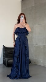 Butterfly Fırfırlı Abiye Lacivert