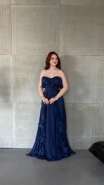 Butterfly Fırfırlı Abiye Lacivert