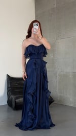 Butterfly Fırfırlı Abiye Lacivert