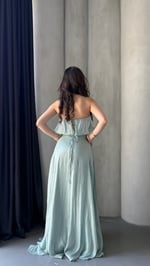Butterfly Fırfırlı Abiye Mint Yeşili